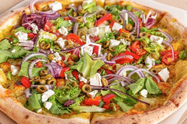 Yakın plan pizza iştah açıcı..