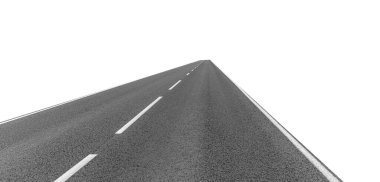 Asfalt yolu kırpma yolu ile beyaz arkaplanda izole edildi.