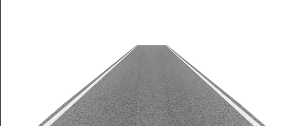 Ασφαλτοστρωμένος δρόμος απομονωμένος σε λευκό φόντο. — Φωτογραφία Αρχείου