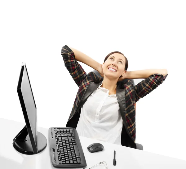 Mulher de negócios é relaxante — Fotografia de Stock