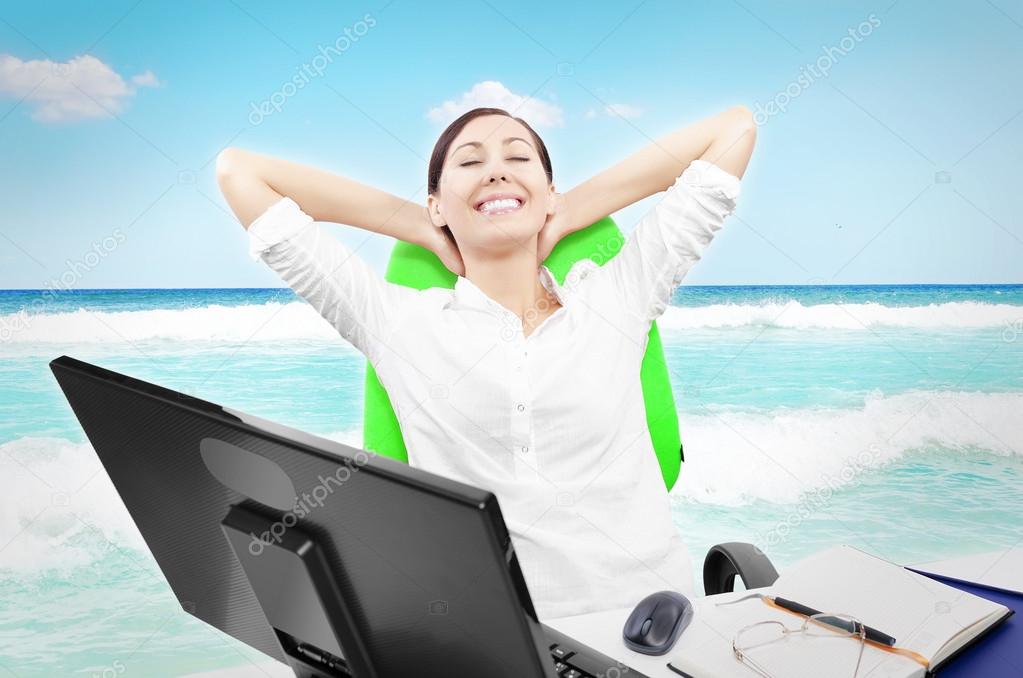 Business woman is relaxing