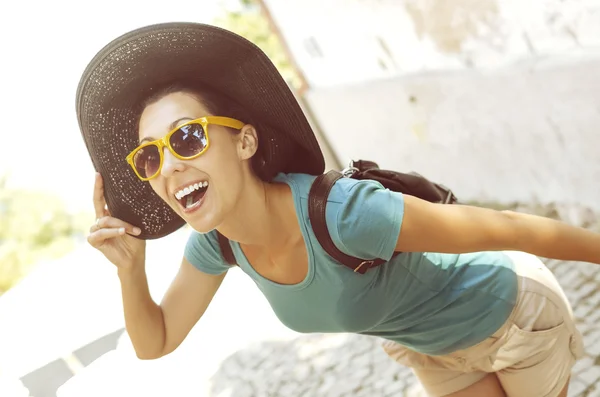 Girl laughs — Stock Photo, Image