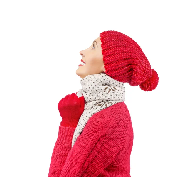 Woman Wearing Winter Hat and Gloves — Stock Photo, Image