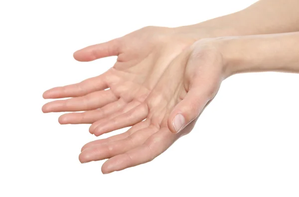 Öppna palm hand gest av manliga hand. — Stockfoto