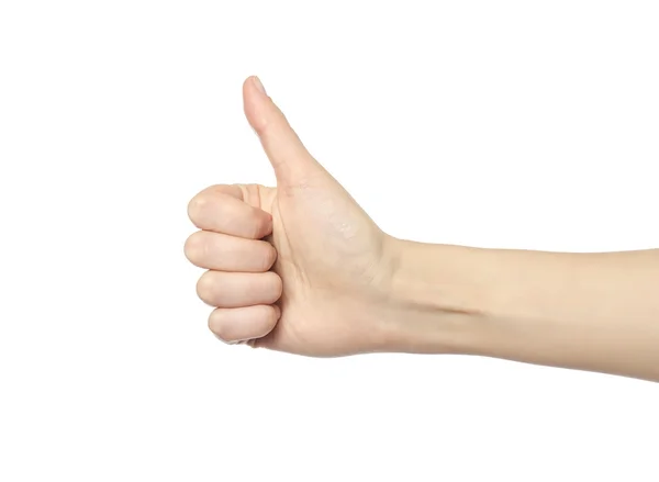 Woman hand with thumb up. — Stock Photo, Image