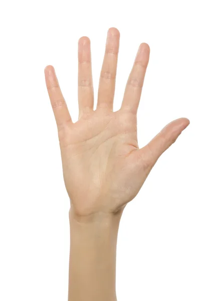 Mujer mano mostrando el número cinco . —  Fotos de Stock