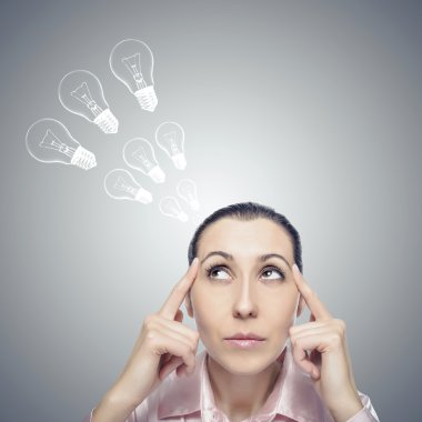 Genç düşünme kadın portresi örnek alıyor.