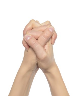 bir kadının dua eden eller.