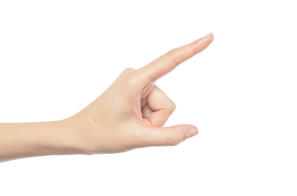 Женщина трогает виртуальный экран
.