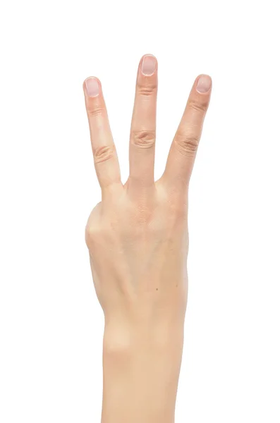 Liczenia kobieta ręce trzy. — Zdjęcie stockowe