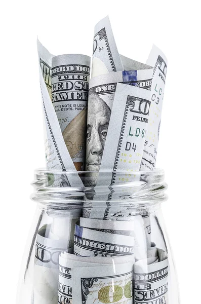 Dollars in a glass jar — Stock Photo, Image