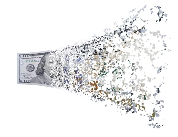 Hundred dollar bill splits — Stock Photo, Image