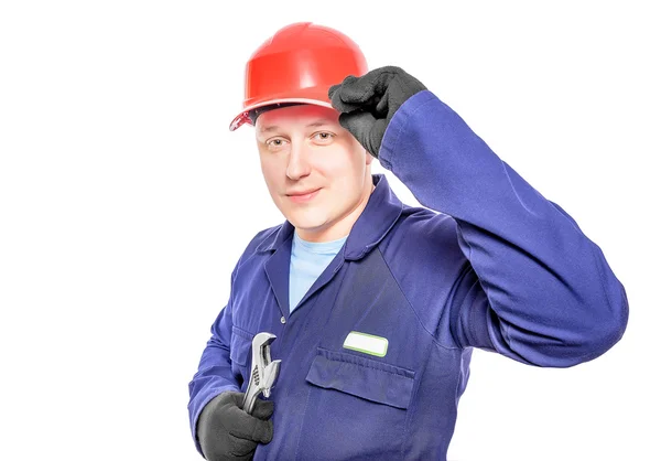 Arbeiter mit Schraubenschlüssel — Stockfoto