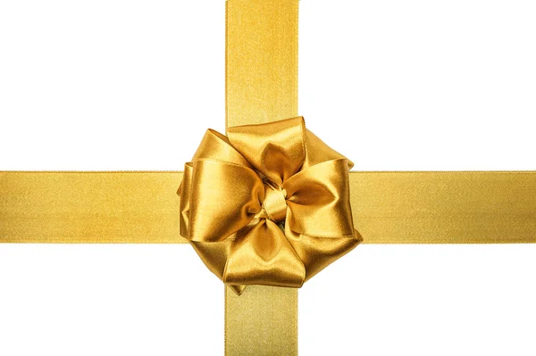 Gold ribbons with bow — Stock Photo, Image