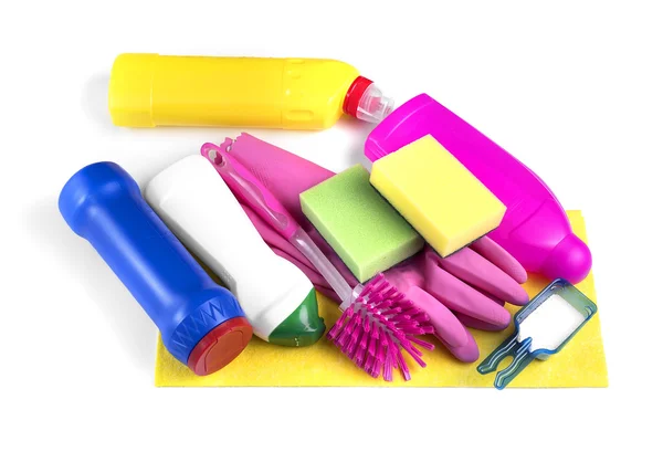 Bouteilles de détergent et produits chimiques de nettoyage — Image Bouteilles de détergent et produits chimiques de nettoyage Images De Stock Libres De Droits