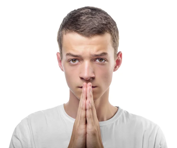 年轻男子祈祷或思维 — 图库照片