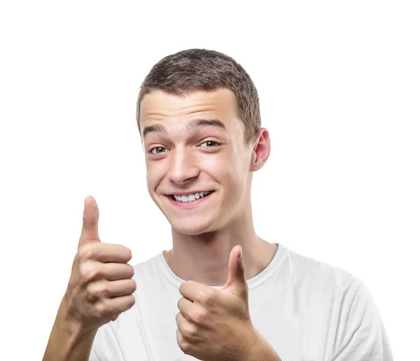 Handsome man with thumb up. — Stock Photo, Image