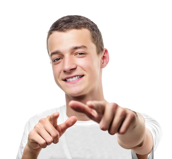 Retrato de un joven apuntándote . —  Fotos de Stock