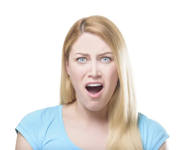 Shocked blonde lady — Stock Photo, Image