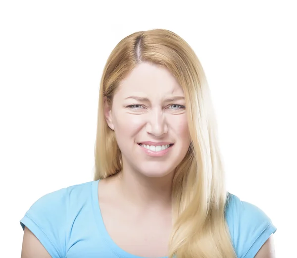 Blonde woman grimacing. — Stock Photo, Image