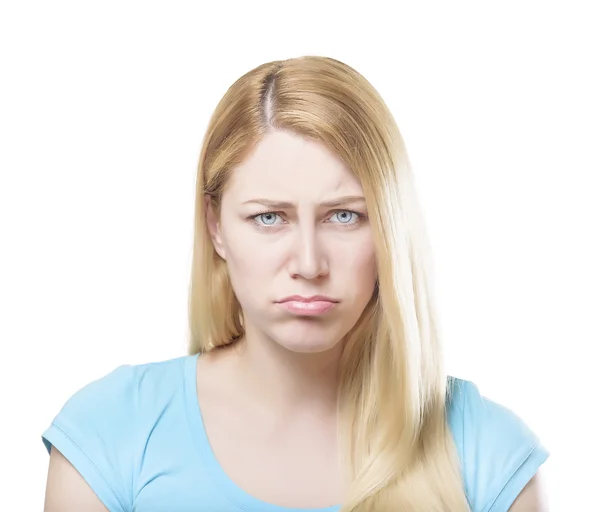 PoBlonde woman making pout — Stock Photo, Image