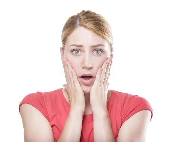 Shocked blonde lady Stock Picture