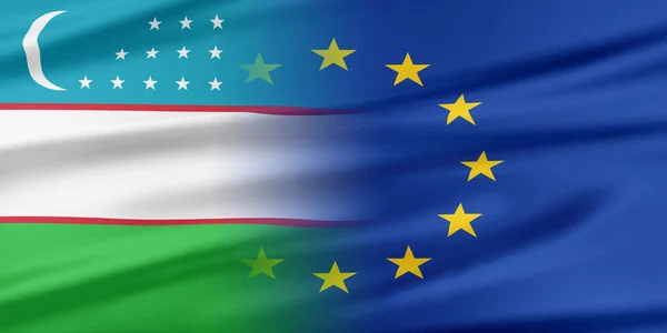 European Union and Uzbekistan. — Stock Photo, Image