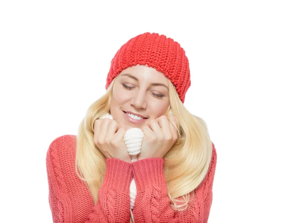 Loira bonita em roupas de inverno . — Fotografia de Stock