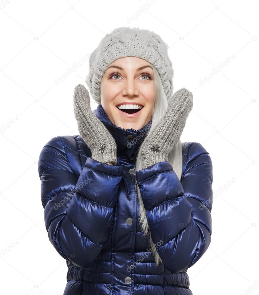 Woman in winter clothes.