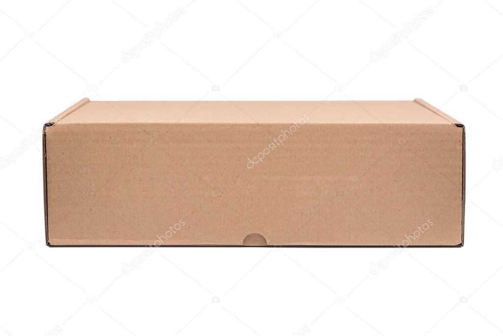 Cardboard box on white.