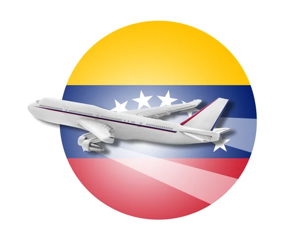 Plane and Venezuela flag. — Stock Photo, Image