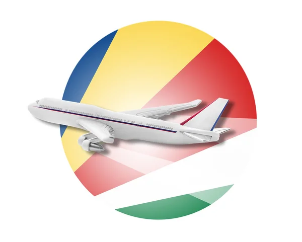 비행기와 세이셸 깃발. — 스톡 사진