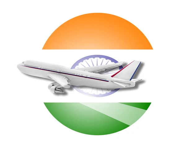Avião e bandeira da Índia . — Fotografia de Stock