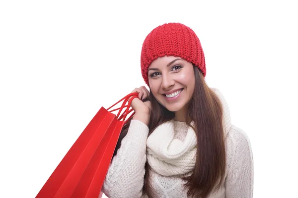 Frau mit Einkaufstüten. — Stockfoto