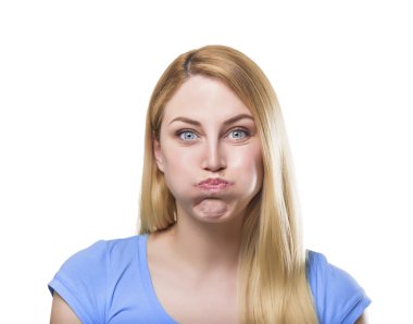 Poblonde kadın yapma surat asmak