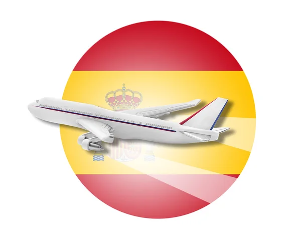 Plane and Spain flag. — Stock Photo, Image