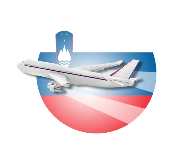 Plane and Slovenia flag. — Stock Photo, Image