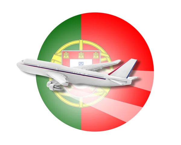 Flaga samolot i Portugalii. — Zdjęcie stockowe