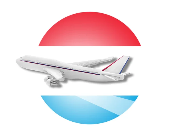 Flugzeug und luxemburgische Flagge. — Stockfoto