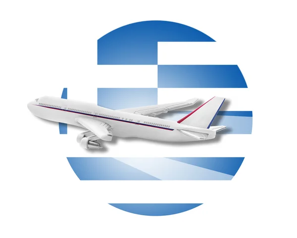 Флаг Греции и самолета . — стоковое фото