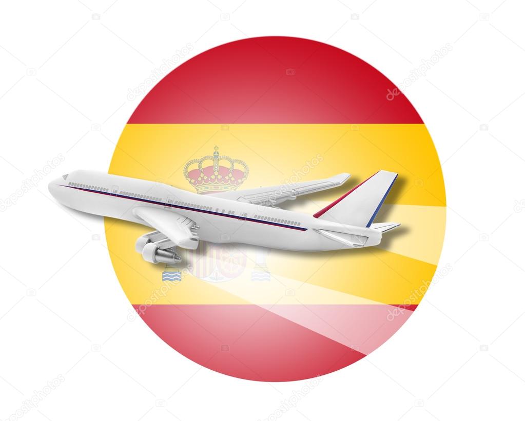 Plane and Spain flag.