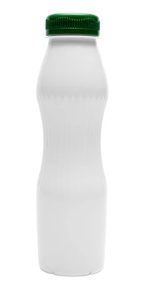 Nahaufnahme einer weißen Flasche auf weißem Hintergrund mit Clipping-Pfad — Stockfoto