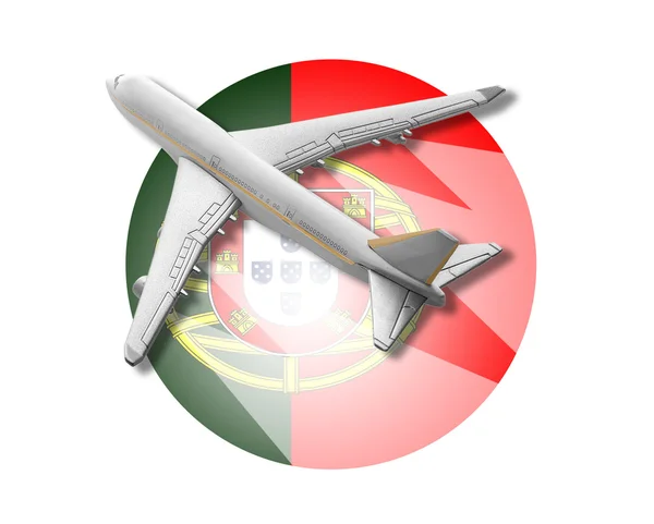 Letadlo a Portugalsko vlajka. — Stock fotografie