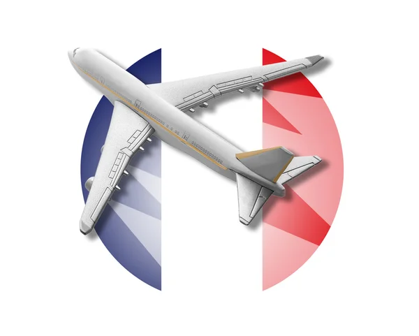 Avião e bandeira da França . — Fotografia de Stock