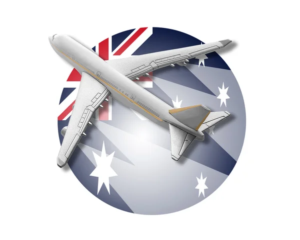 Avion et drapeau australien . — Photo