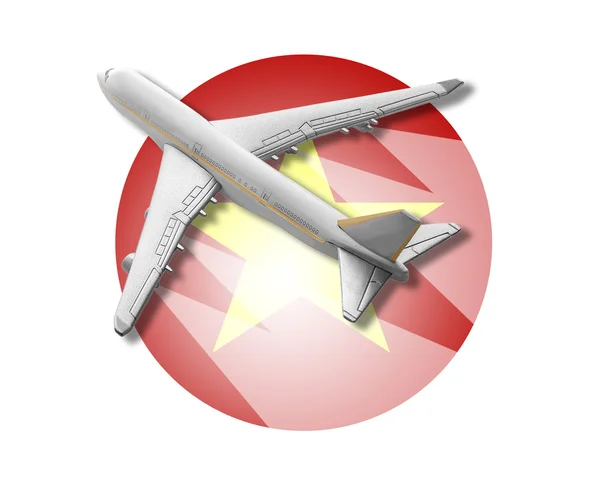 비행기와 베트남 국기. — 스톡 사진