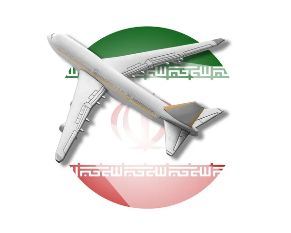 Plane and Iran flag. — Stock Photo, Image