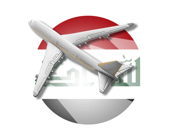 Flugzeug und irakische Flagge. — Stockfoto