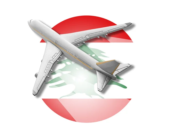 Plane and Lebanon flag. — Stock Photo, Image