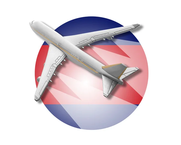 비행기와 캄보디아 국기. — 스톡 사진